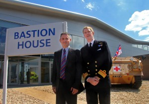 Surgeon Rear Admiral Calum McArthur, Commander Joint Medical Command, at the opening of Bastion House with SP Services MD Steve Bray